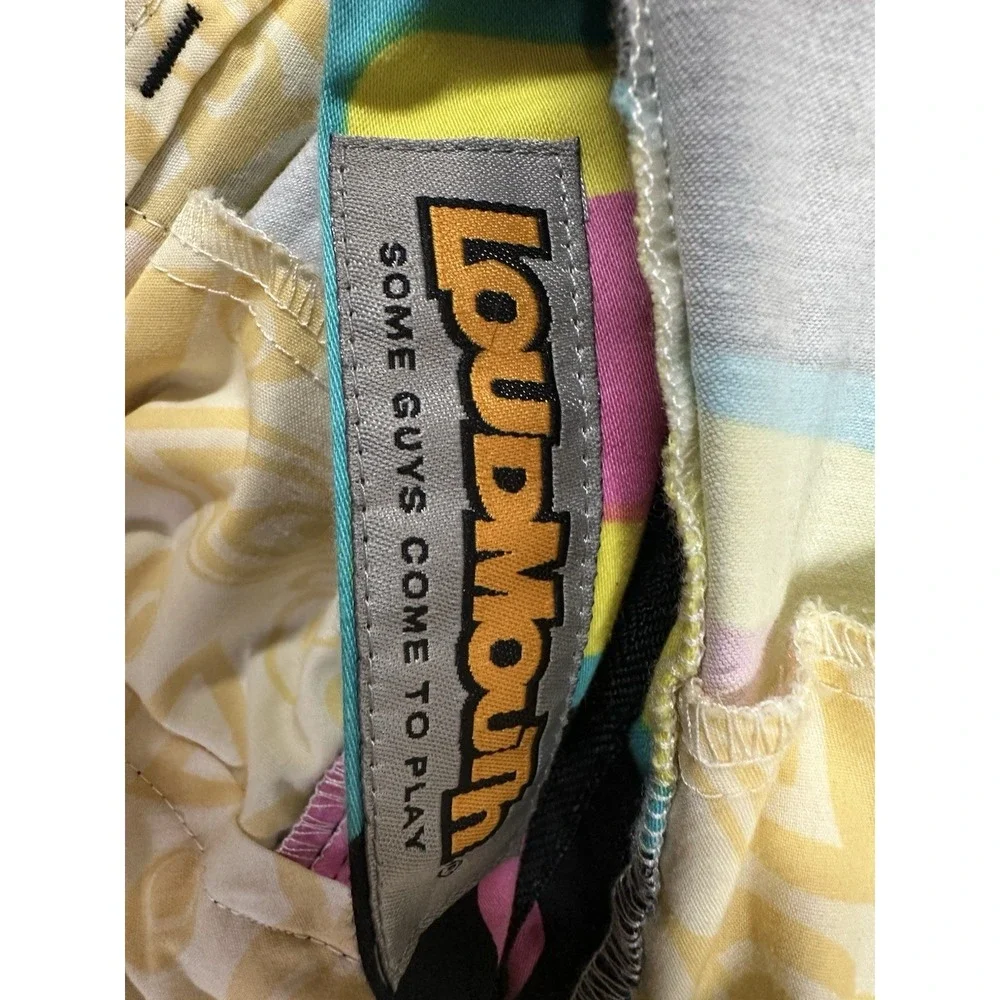 Loudmouth Golf Shorts Mens Size 38 Couch Potato Print Stretch 60s 70s